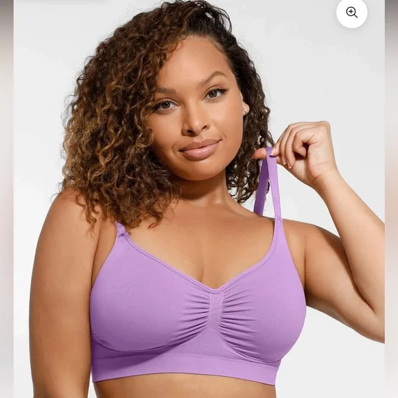 Feelingirl Smooth Seamless Comfort Wireless Bra - light purple Large - Picture 1 of 5